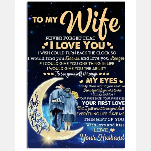 Moon To My Wife Never Forget I Love U-Ur Husband Vertical Canvas And Poster | Gift For Wife | Valentine Gift