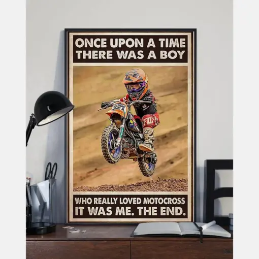 Motocross Loves Poster Once Upon A Time Vintage Room Home Decor Wall Art Gifts Idea