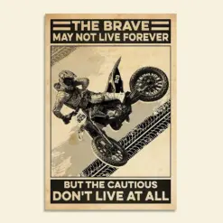 Motocross Poster - The Brave May Not Live Forever - Vintage - Poster & Canvas