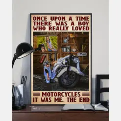 Motorbike Loves Poster There Was A Boy Who Really Loved Motorcycles Biker Vintage Room Home Decor Wall Art Gifts Idea