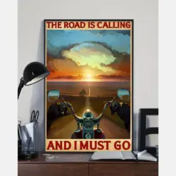 Motorcycle Biker Canvas Prints The Road Is Calling And I Must Go Vintage Wall Art Gifts Vintage Home Wall Decor Canvas