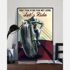 Motorcycle Biker Let'S Ride Canvas Prints Don'T Fear Diving Fear Not Living Vintage Wall Art Gifts Vintage Home Wall Decor Canvas