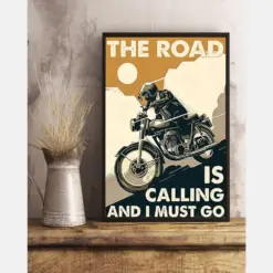 Motorcycle Canvas Prints The Road Is Calling And I Must Go Biker Vintage Wall Art Gifts Vintage Home Wall Decor Canvas