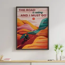 Motorcycle Canvas Prints The Road Is Calling And I Must Go Vintage Wall Art Gifts Vintage Home Wall Decor Canvas