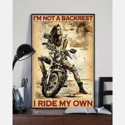 Motorcycle Girl Poster I'M Not A Backrest I Ride My Own Vintage Room Home Decor Wall Art Gifts Idea