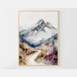 Mount Hood Watercolor Painting National Park Artwork Oregon Landscape Poster Mountain Wall Art