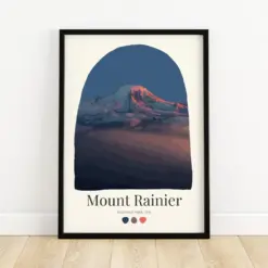 Mount Rainier National Park - Aesthetic Travel Poster Home Decor Nature Gift Cute Wilderness Art Cozy Minimalist Print Pastel