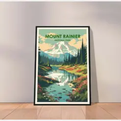 Mount Rainier National Park Poster Mount Rainier Poster Travel Posters Travel Gifts Illustration Art Us National Park Wall Decor