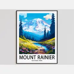 Mount Rainier Travel Poster Mount Rainier Print National Park Art Print Mount Rainier Gift Mount Rainier Wall Art Mount Rainier Artwork