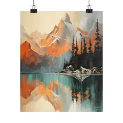 Mountain And River View Matte Vertical Posters