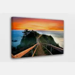 Mountain Beach Stairs Canvas Wall Art Design | Poster Print Decor For Home & Office Decoration I Poster Or Canvas Ready To Hang