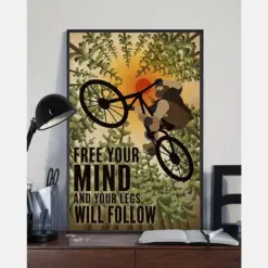 Mountain Biking Canvas Prints Free Your Mind And Your Legs Will Follow Vintage Wall Art Gifts Vintage Home Wall Decor Canvas