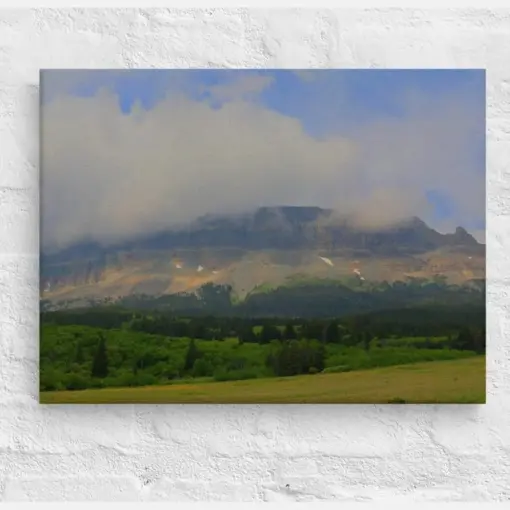 Mountain Canvas With Clouds And Green Landscape