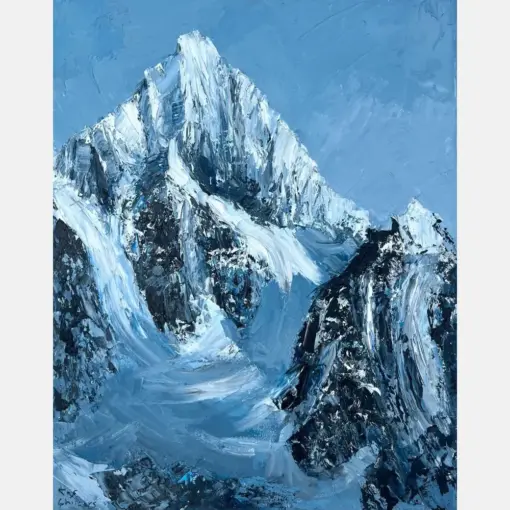 Mountain Oil Painting On Canvas Snowy Mountain Textured Art Landscape Painting On Canvas