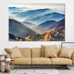 Mountain Wall Art Misty Forest Canvas Wall Art Blue Ridge Mountains Living Room Wall Art Mountain Landscape Print Bedroom Wall Art