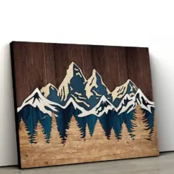 Mountain Wood Drastic Canvas Wall Art Wood Effect Mountain Print Modern Art Rustic