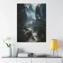 Mountains And River Canvas Art Beautiful Wall Art Asian Art Artwork Painting Art Gift