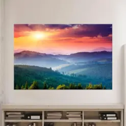 Mountains Sunset Wall Art Landscape Mountains Art Prints Fog Mountain Canvas Art Nature Prints Extra Large Wall Art