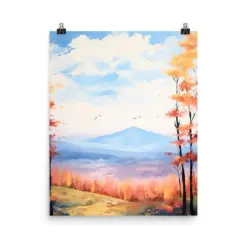 Mountains | Watercolor Print | Wall Art | Upstate New York Decor | Fall Colors | Changing Leaves | Ny Autumn Poster