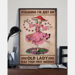 Mushroom Girl Poster Assuming I'M Just An Old Lady Vintage Room Home Decor Wall Art Gifts Idea