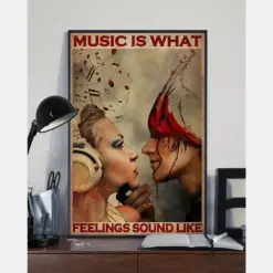 Music And Wine Loves Poster Music Is What Feelings Sound Like Vintage Room Home Decor Wall Art Gifts Idea