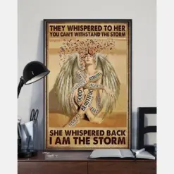 Music Girl Angle Wings She Whispered Back I Am The Storm Poster Vintage Room Home Decor Wall Art Gifts Idea