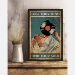 Music Girl Loves Wine Canvas Prints Lose Your Mind Find Your Soul Vintage Wall Art Gifts Vintage Home Wall Decor Canvas