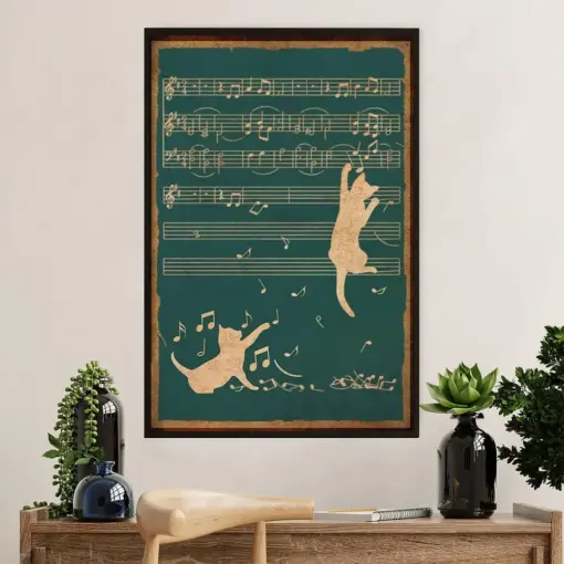 Music Guitar Poster Prints | Cat Guitar Song Lyric | Wall Art Gift For Guitarist