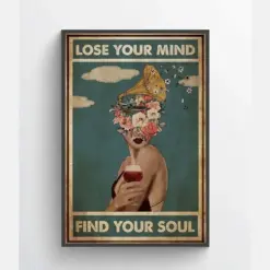 Music Vintage Poster Lose Your Mind Find Your Soul Vintage Print Vinyl Head Print Music Gift Idea , Music Wall Art Music Gift