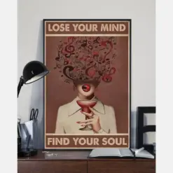 Musical Girl Drinking Wine Poster Lose Your Mind Find Your Soul Vintage Room Home Decor Wall Art Gifts Idea