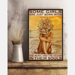 Musical Girl Music And Ocean In Their Soul Canvas Prints Vintage Wall Art Gifts Vintage Home Wall Decor Canvas