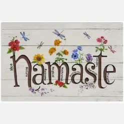 Namaste Yoga Meditation Quote Proud Text Art Flower Dragonfly