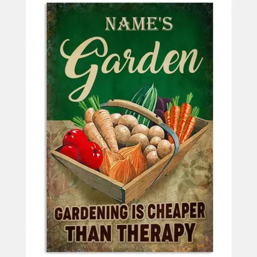 Name's Garden Gardening Is Cheaper Than Therapy Poster - Name Can Be Customized - Home Wall Decor - No Frame Full