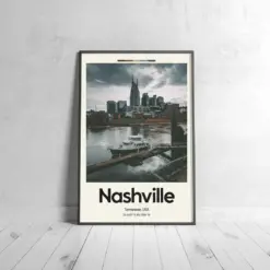 Nashville River Poster - Oil Painting Technique | United States Wall Art | & Printed Travel Prints | Animalistic Home Decor