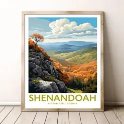 National Park Virginia Travel Print Gift Hiking Wall Art Home Decor Poster