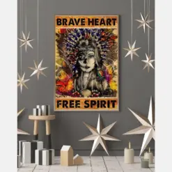 Native American Canvas Prints Brave Heart Free Spirit Vintage Wall Art Gifts Vintage Home Wall Decor Canvas