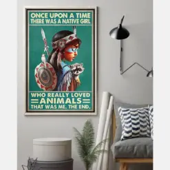 Native American Girl Loved Animals Poster Vintage Room Home Decor Wall Art Gifts Idea