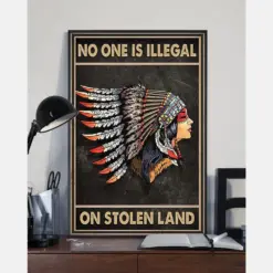 Native American Indian Girl Canvas Prints No One Is Illegal On Stolen Land Vintage Wall Art Gifts Vintage Home Wall Decor Canvas