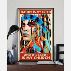 Native American Indian Girl Poster Nature Is My Creed Vintage Room Home Decor Wall Art Gifts Idea