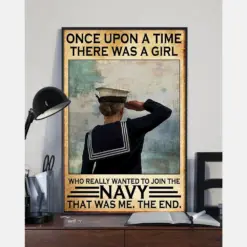 Navy Girl Canvas Prints Once Upon A Time There Was A Girl Vintage Wall Art Gifts Vintage Home Wall Decor Canvas