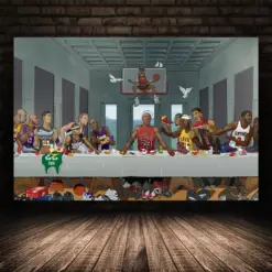 Nba Basketball Legends Poster Sport Decor Wall Art Last Supper Basketball Legends Poster Nba Print