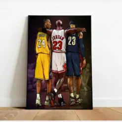 Nba Legends Poster Kobe Jordan And Lebron Wall Art Nba Poster Print Rolled Canvas Print Gifts For Basketball Wall Art Decor