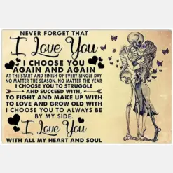 Never Forget I Love For You Skeleton Skull Couple Gothic Witchcraft Witch Vintage Wall Decor Halloween