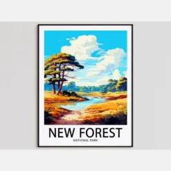 New Forest Travel Poster New Forest Print National Park Art Print New Forest Gift New Forest Wall Art New Forest Artwork National Park Decor