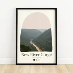 New River Gorge National Park - Aesthetic Travel Poster Home Decor Nature Gift Cute Wilderness Art Cozy Minimalist Print Pastel