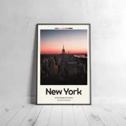 New York Night Poster - Oil Painting Technique | United States Wall Art | & Printed Travel Prints | Animalistic Home Decor