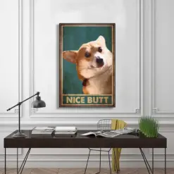 Nice Butt Funny Corgi Poster Corgi Dog Poster Bathroom Decor , Vintage Corgi Poster Wall Art Home