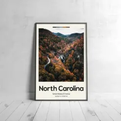 North Carolina Poster - Oil Painting Technique | United States Wall Art | & Printed Travel Prints | Animalistic Home Decor