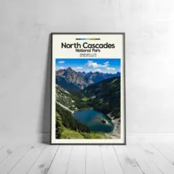 North Cascades Poster - Oil Painting Technique | Usa National Park Wall Art | & Printed Travel Prints | Animalistic Home Decor