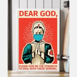 Nurse Canvas Prints Dear God Please Give Me The Strength Vintage Wall Art Gifts Vintage Home Wall Decor Canvas